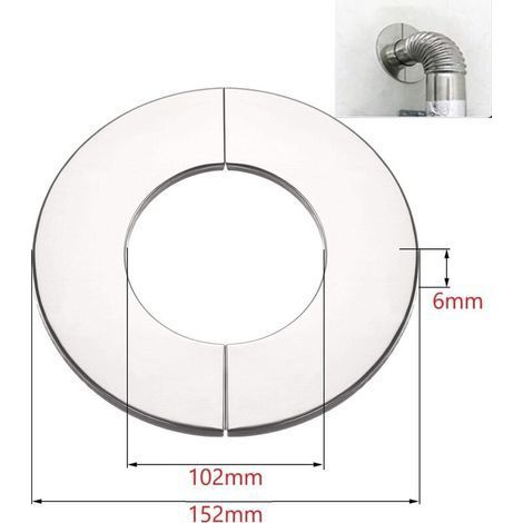 Rosace pour tuyau de poêle, rosace de recouvrement en acier inoxydable, manchon de tuyau, embout de cheminée, rosace de poêle, plaque de base (rosace de recouvrement, DN 100 mm) (1/4)