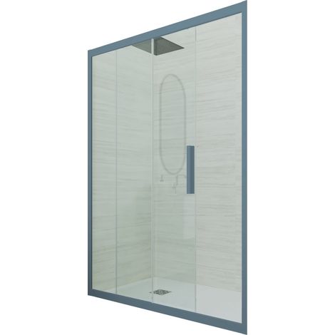 Porta doccia Blu Navy scorrevole  cm nicchia vetro Deco