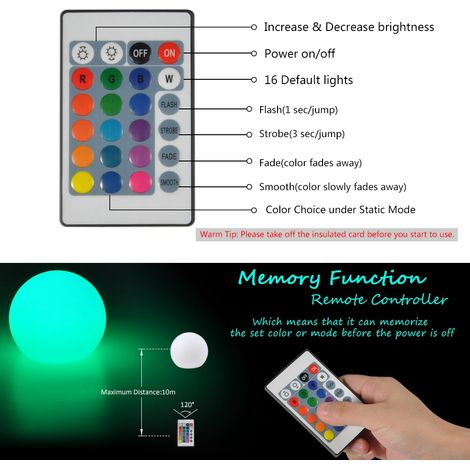 Lampe LED rechargeable sans fil, boule décorative chambre avec télécommande, éclairage festif Noël Halloween, veilleuse portable (1/5)