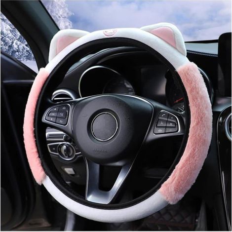 Housse De Volant - Peluche Douce Universelle 15 Pouces - Pour Voiture SUV Fourgonnette Camion - Rose (1/5)