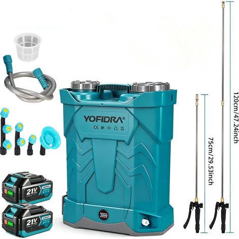 Pulvérisateur electrique a dos 20L ,80psi pulverisateur batterie,avec Lance Télescopique, 5 buses et deux batteries 4.0Ah,pour jardin/toiture/arbres fruitiers