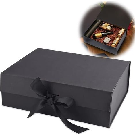 Coffret cadeau avec ruban, coffret cadeau magnétique avec couvercle, emballage cadeau réutilisable, pour anniversaire, Noël, Saint-Valentin (1/5)