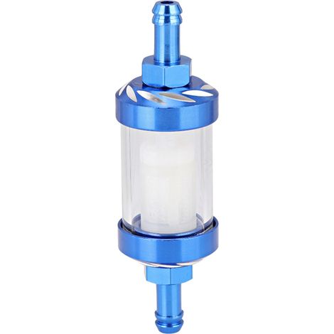 Ortviai Filtre à essence universel en alliage d’aluminium 8 mm pour moto, voiture, quad – bleu (1/5)