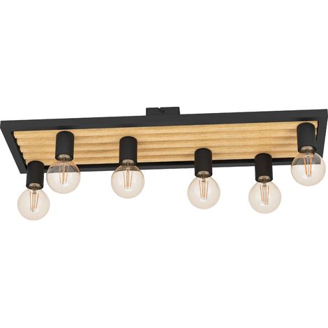 Eglo Deckenleuchte Consett schwarz braun 78 x 25 cm Deckenlampen