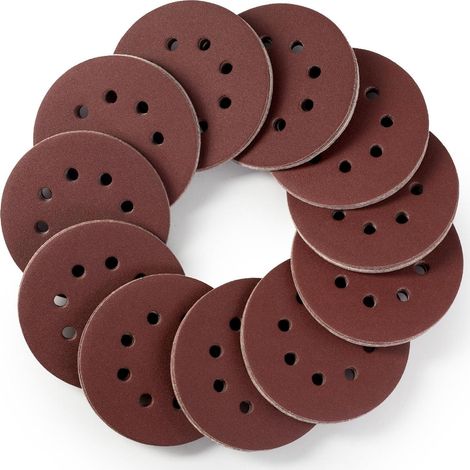Schleifpapier 125mm Klett 8 Loch P180 110 Stück Körnung 180 (1/5)
