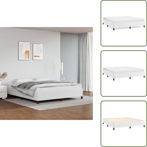 Cadre de lit sans matelas blanc 180x200 cm similicuir - Cadre De Lit - Lit Double - Similicuir - Lit Blanc - Meuble Chambre (1/5)