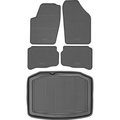 Set di tappetini in gomma per auto e tappetino per bagagliaio per Volkswagen Polo IV Hatchback dal 2002 al 2009. (1/5)