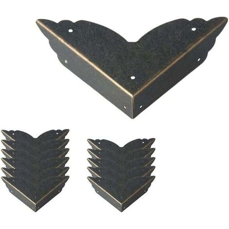 Protections d'angle en métal vintage – Lot de 12 pièces pour meubles, tables, coffres et boîtes à bijoux – Style antique (1/4)