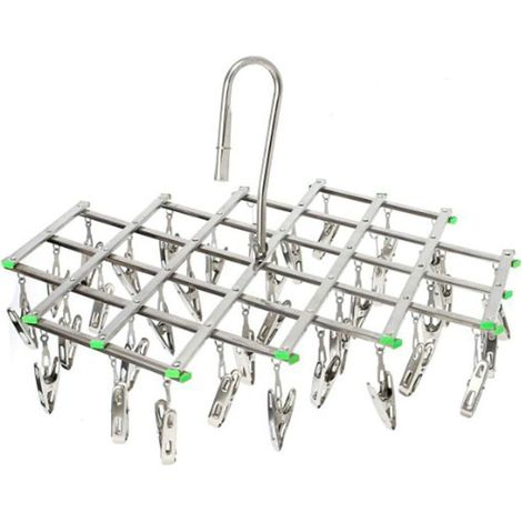 en acier inoxydable 35 Clips Séchoir, économie d'espace Cintre, Smart Crochet Motif d'éviter les soufflant Away, piquets de séchage pour chaussettes