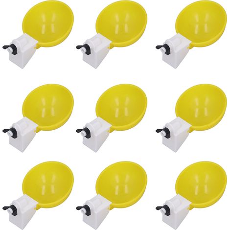Lot de 9 abreuvoirs automatiques jaunes pour volailles (poulets, canards, oies, cailles). (1/5)