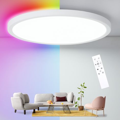 Plafonnier LED RGB 24 W Dimmable 30 cm, 3200 LM, Lumière 3000 K-6500 K, IP44 Étanche, Idéal pour Salle de Bain, Chambre d’Enfant et Salon (1/5)