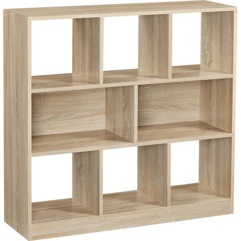 Bibliothèque, Étagère, Cloison Séparateur, 97,5 x 30 x 100 cm Meuble de Rangement avec Compartiments Ouverts, pour Salon, Chambre, Bureau, Couleur Chêne (1/5)