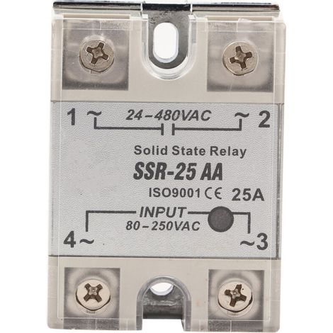 Relais Statique Monophasé,Akozon SSR-25 AA Relais à Semi-Conducteurs Module de Relais Statique 25R SSR AC-AC Entrée 90-250V AC Output (1/5)