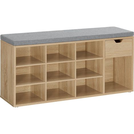 Schuhschrank mit Sitzbank, 10 Ablagen, Sonoma-Finish