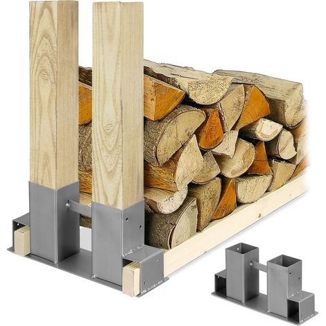 Soporte apilable de madera plateada en juego de 2