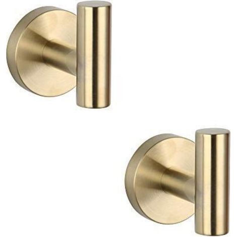 Lot de 2 patères en acier inoxydable SUS 304 doré brossé – Fixation vis cachées – Résistantes à la corrosion – Pour salle de bain moderne