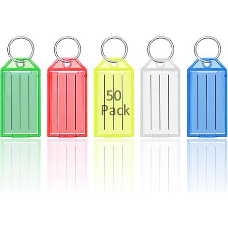 SHINING HOUSE Etiqueta para llavero, 50 unidades, 5 colores, etiqueta de papel para llavero con etiquetas en blanco para identificador de llave de puerta, maleta, hotel, mascota (1/5)