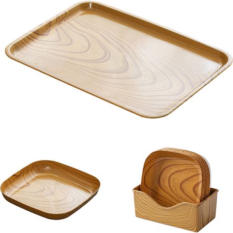 10 Assiette carrée, motif bois, plastique, 15 cm, vaisselle pour mariage, camping, fête, cuisine (1/5)