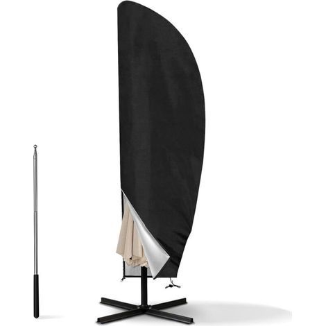 Cantilever Parasol Cover for Parasols Ø 2-4m, 210D Oxford Protective Cover for Parasol with Storage Bag, Black - 265CM (50x70x40CM) (1/5)