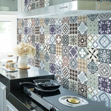 Stickers muraux - Sticker Mural Carrelage adhésif Cuisine Salle de Bain - 24 STICKERS CARRELAGES ALIONSA - 24stickers20x20cm (1/5)