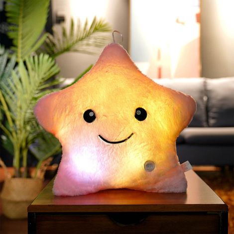 Coussin Étoile - Lumineux À LED - En Peluche Douce - Pour Chambre Ou Décoration Intérieure - 22 cm (1/5)