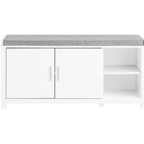 SoBuy Panca scarpiera Cassapanca Portascarpe con 2 ante Bianco e Grigio 105x35x51cm FSR168-W (1/5)
