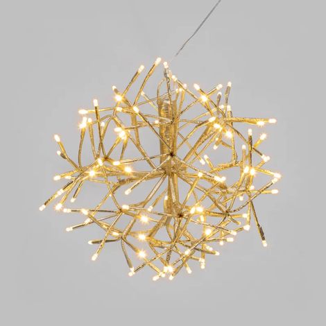 Boule lumineuse TWIGBall ø35cm 120 LED blanc chaud, métal champagne, lumière fixe IP44 – Lotti
