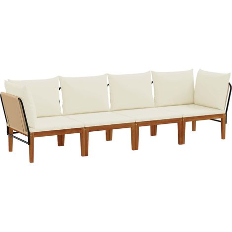 4 pz Legno massiccio di acacia e corda Naturale vidaXL (1/5)