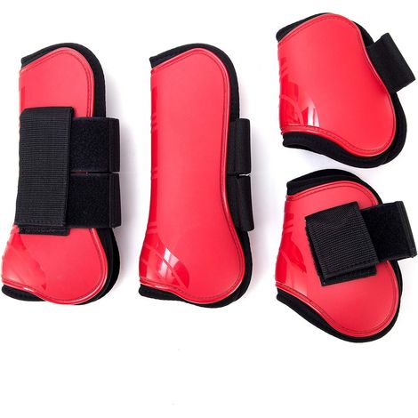 Set de 4 Guêtres pour Chevaux, Guêtres en Paire pour Avant et Arrière avec Coque Dur et Fermeture Velcro pour Femmes (1/5)