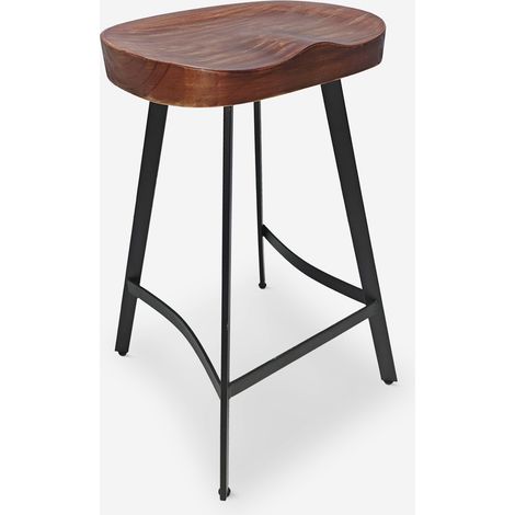 Sgabello industriale in legno e metallo vintage per penisola cucina Lumax