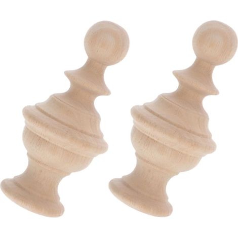 Embouts d'escalier en Bois 2pcs 6x10cm, chapiteaux sculptés pour Barres de lit, Installation Facile pour décor intérieur et Chambre Style Moderne (1/5)