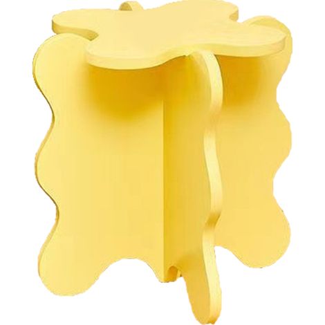 Table basse fleur en bois bords arrondis stable vague petite table de salon décoration jaune (1/5)