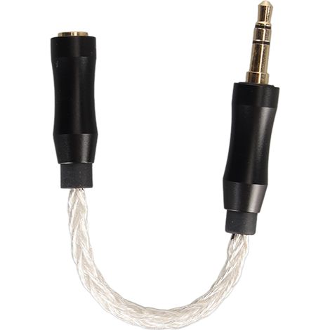 Câble audio 2.5mm vers 3.5mm femelle vers mâle, cœur en cuivre monocristallin, connecteurs plaqués or, adaptateur casque, 14 cm, argent (1/5)