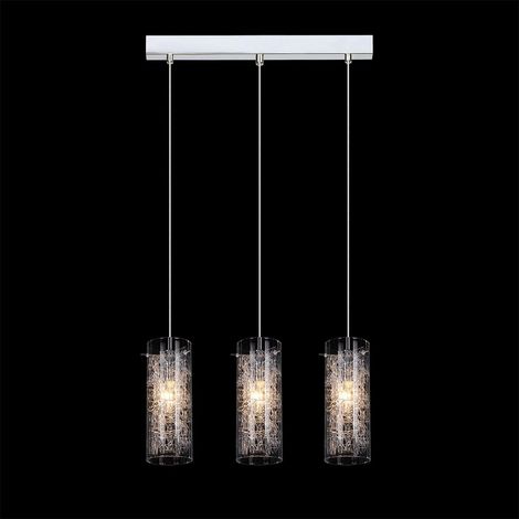 Italux Ibiza - Suspension moderne à 3 lampes en chrome avec abat-jour en verre, E14