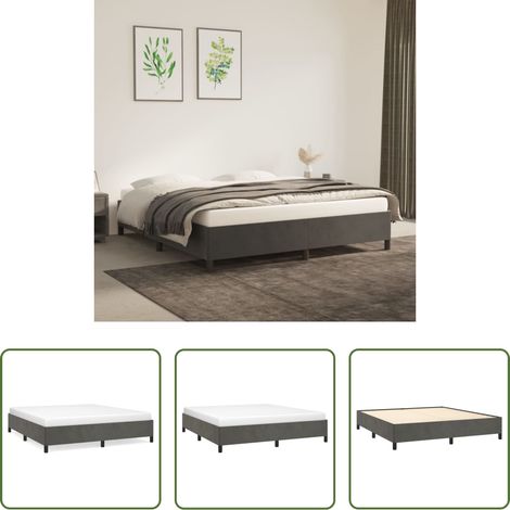 Sommeil - Cadre de lit sans matelas gris foncé 180x200 cm velours (1/5)