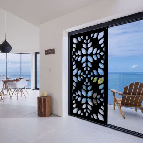LEAVES - Pannello in PVC traforato - Parasole - Misura: 50x150 cm - Colore: nero (1/4)