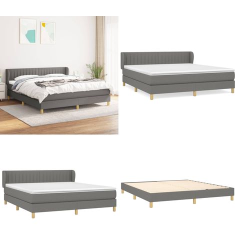 Boxspringbett mit Matratze Dunkelgrau 160x200 cm Stoff - Boxspringbett - Doppelbett - Bettenrahmen - Matratze - Schlafsystem - Home & Living (1/5)