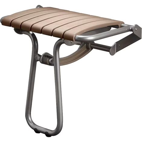 Siége de douche PMR PELLET Essentiel confort assise large avec pied aluminium époxy gris lattes taupe