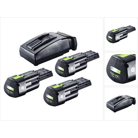 Festool Energie Set 3x BP 18 Li 3,0 Ergo I Akku 18 V 3,0 Ah / 3000 mAh Li-Ion ( 3x 577704 ) + TCL 6 Ladegerät ( 201135 )