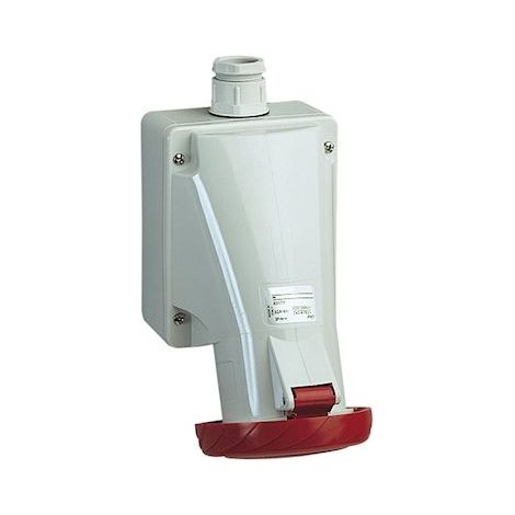 socle de prise - inclinée - pratika - 32a - 3p+n+t - ip67 - rouge - schneider electric 83171