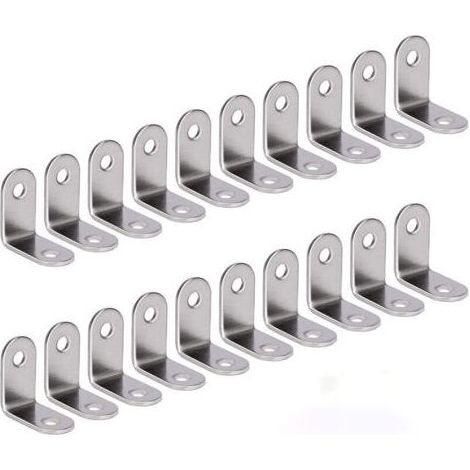 LaBlanc – 20 Stück rechtwinklige Edelstahl-Eckverbinder, 90°-Winkelverbinder, L-förmige Winkelhalterungen, Befestigungswinkel, silberfarben, 30 x 30 x 16 mm (1/5)