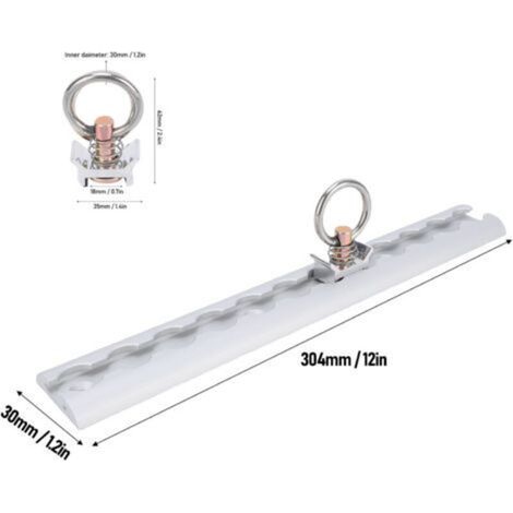 Rail d'arrimage en aluminium en forme de L, épaisseur 304 mm, avec 4 anneaux ronds, pour motos, quads, motos tout-terrain et pick-ups (argenté). (1/4)