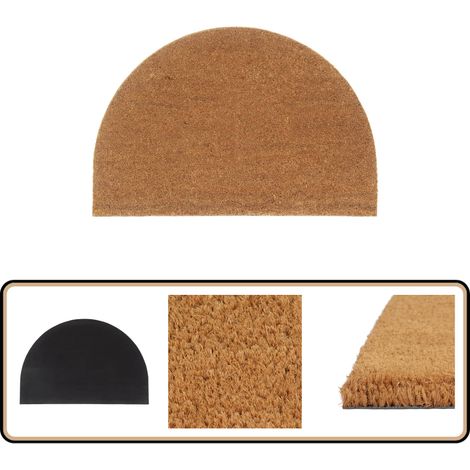 Tapis de porte naturel demi-rond 60x90cm fibre de coco touffeté - Tapis D'entrée - Paillasson - Fibre De Coco - Antidérapant - Résistant