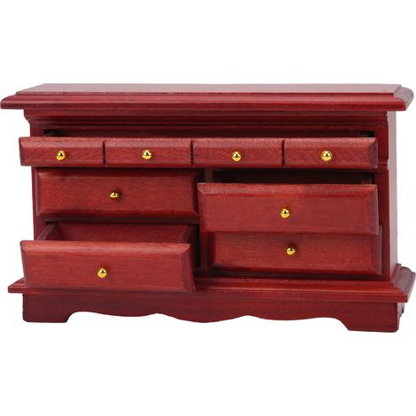 Commode miniature décorative en bois massif pour maison de poupée à l'échelle 1:12 (1/5)