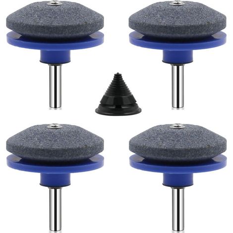 4 Pièces Affuteur Lame Tondeuse Gazon Universel Aiguiseur de Tondeuse Accessoires pour Tondeuses avec 1Pcs Kit D'équilibrage de Lame,(bleu) (1/4)
