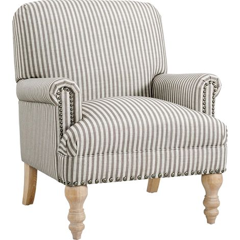 JayaFauteuil à rayures en tissu beige
