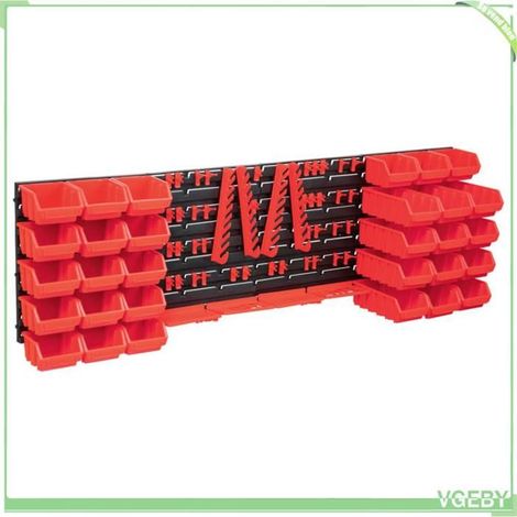Kit de bacs de rangement mural - 150812 - Rouge et noir - 30 boîtes - Plastique (1/5)