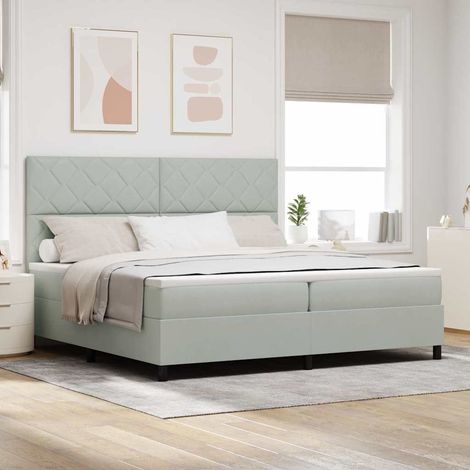 Cama tipo Box Spring Gris Claro 200 x 200 cm Terciopelo (1/5)
