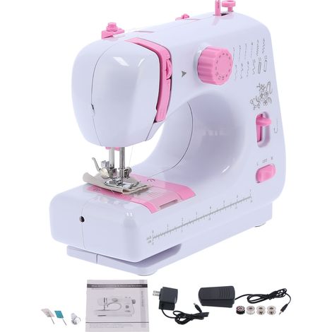 Machine à coudre multifonction mini 505A 605 rose, électrique surjeteuse domestique de bureau, 110-240V US, petit modèle pour couture