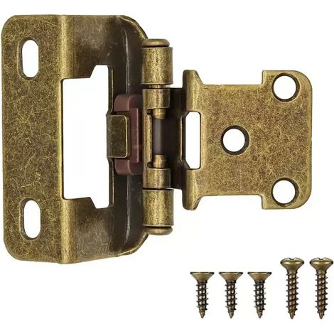 Charnière silencieuse robuste en métal (bronze), fournie avec vis, adaptée aux portes d'armoires en bois, aux meubles anciens et aux armoires de cuisine. (1/5)